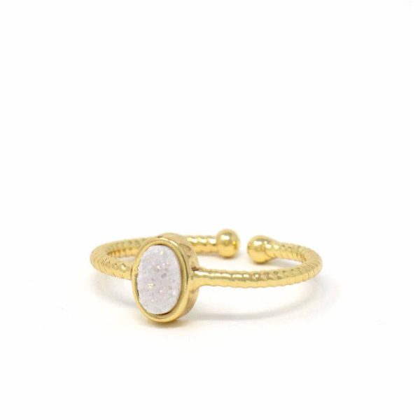 Ring: White Druzy Agate Stone - Starfish Project - Image 2